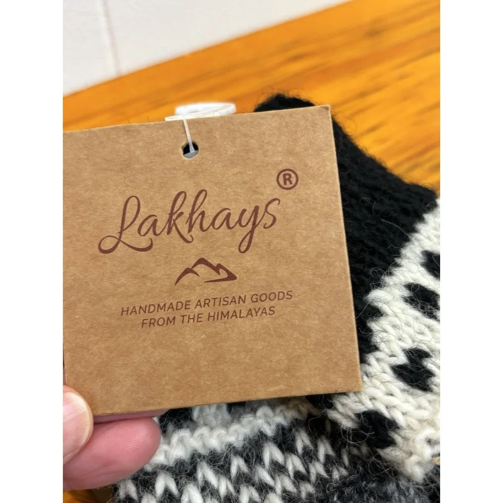 Lakhays Knit Kids Size Wool Fingerless Mittens Hand‎ Warmers Lined Nepal - NEW
